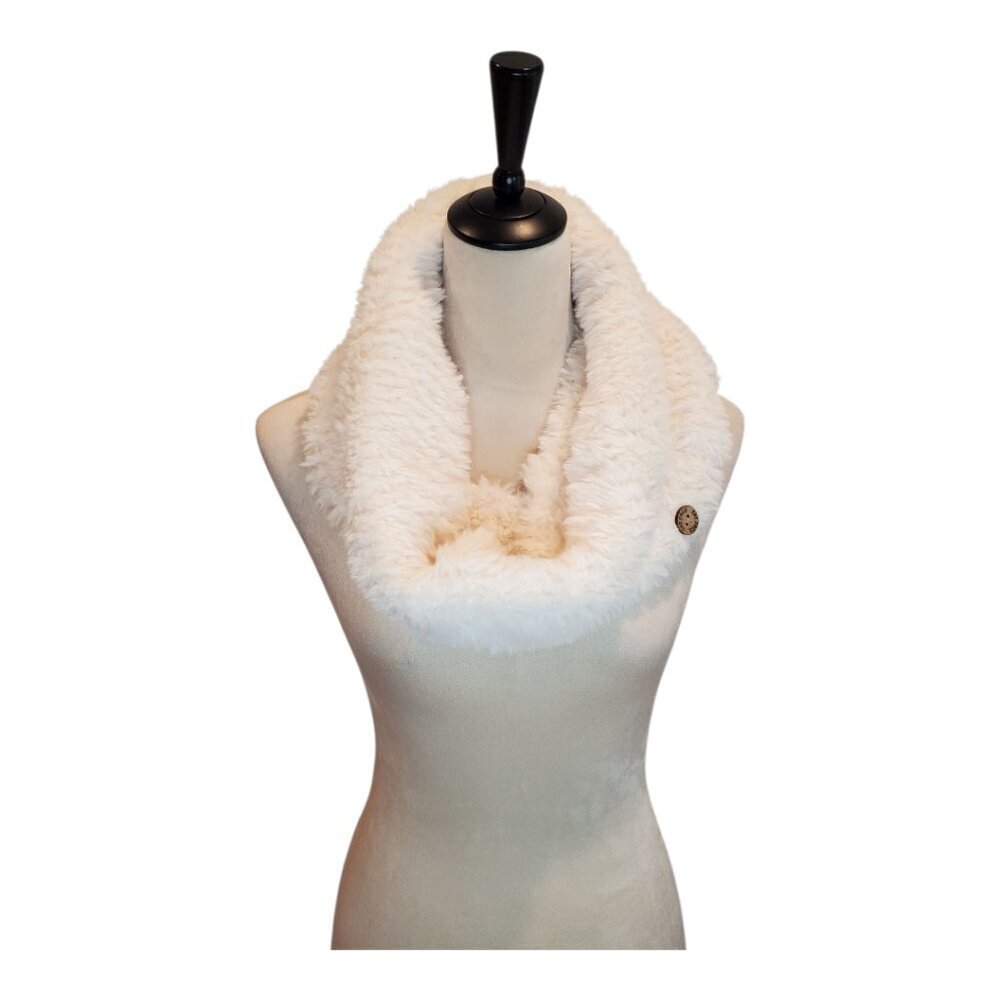 FAT FACE One size Ivory Soft Faux Fur Vintage Snood Infinity Cowl Neck Scarf